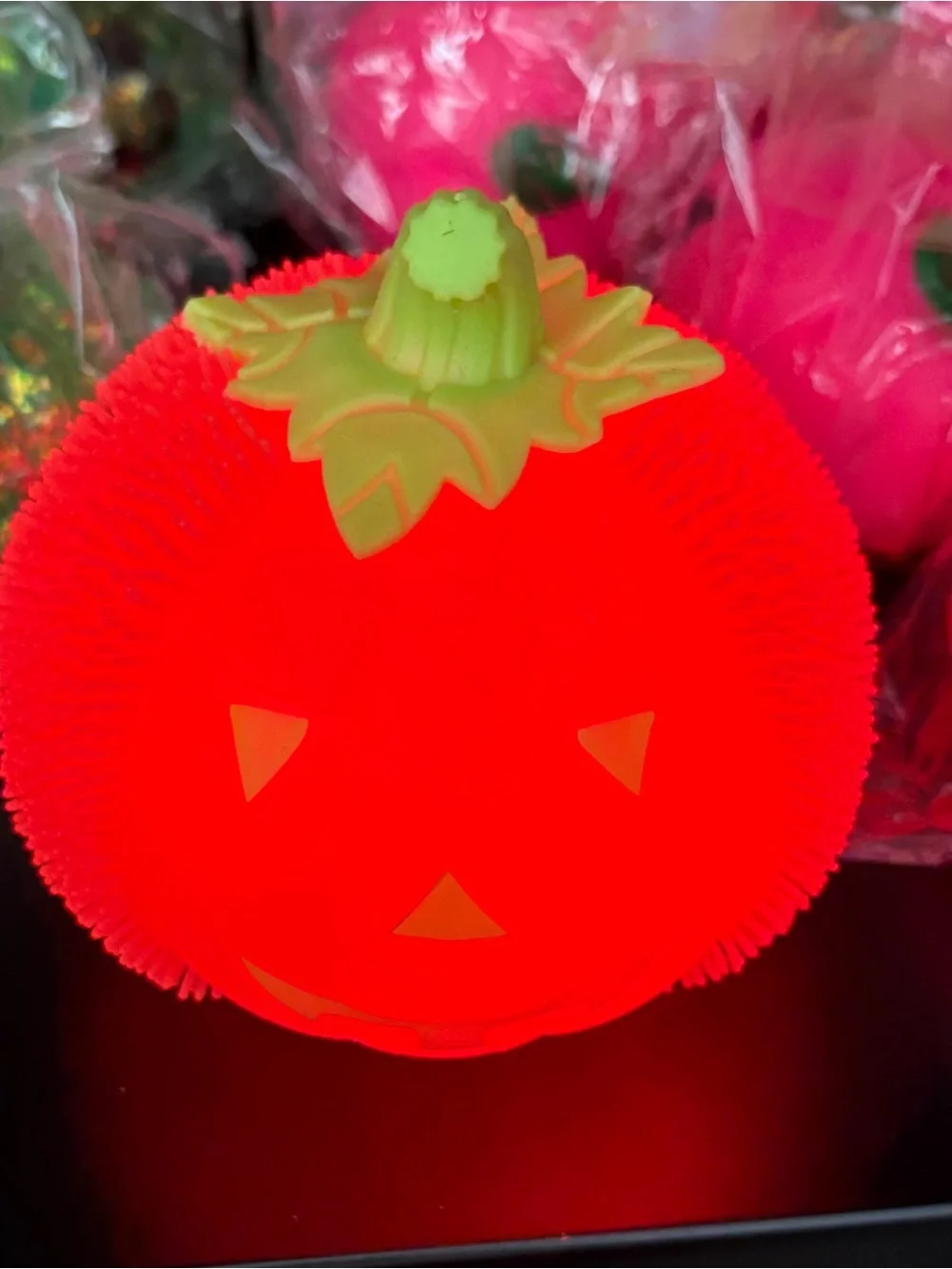Halloween Pumpkin Puffer Ball - Orange with Green Top